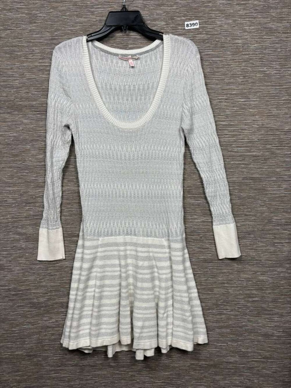 Victoria's Secret Sweater Dress Womens Large Gray Glitter Long Sleeve Scoop Neck